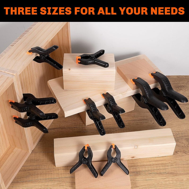Peoin 10 Pack Spring Clamps Heavy Duty - Assorted Sizes Spring Clips Plastic 6.5 Inches, 4.5 Inches, 3.5 Inches Set - Backdrop Clips Small Clamps For Crafts Woodworking Background - Image 5